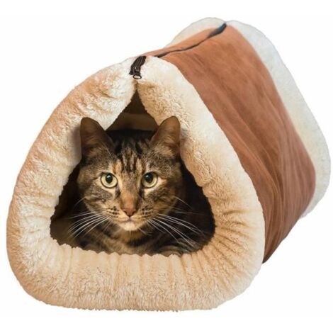 Mega-Deal Grand tube et lit de luxe 2 en 1 pour chat Cœur thermique auto-chauffant