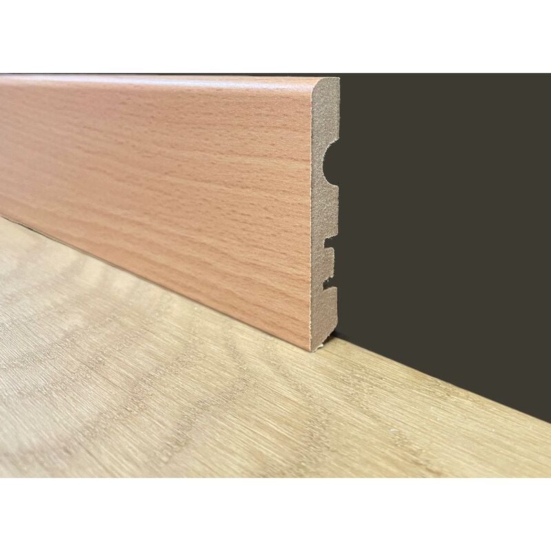 Mega stock al metro battiscopa passacavo bc in Fibra di legno 70x10 faggio rosa