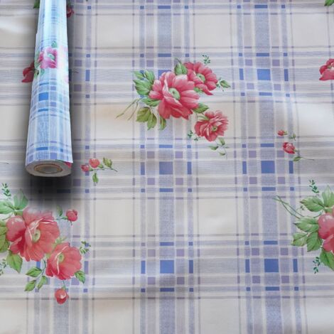 MEGA STOCK Rotolo da 20 metri (H140cm) di Tovaglia PVC telata cerata Per Casa, Sagre, Pizzerie BLU E ROSSO