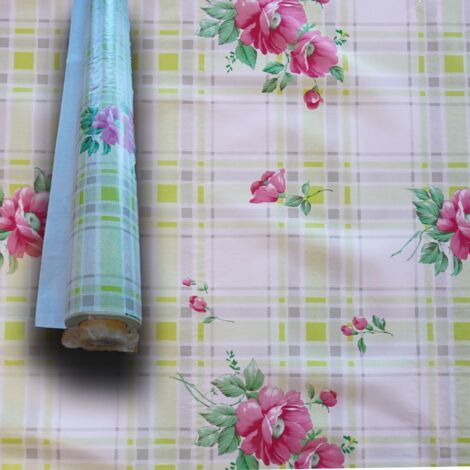 MEGA STOCK Rotolo da 20 metri (H140cm) di Tovaglia PVC telata cerata Per Casa, Sagre, Pizzerie QUADRI E FIORI ROSA