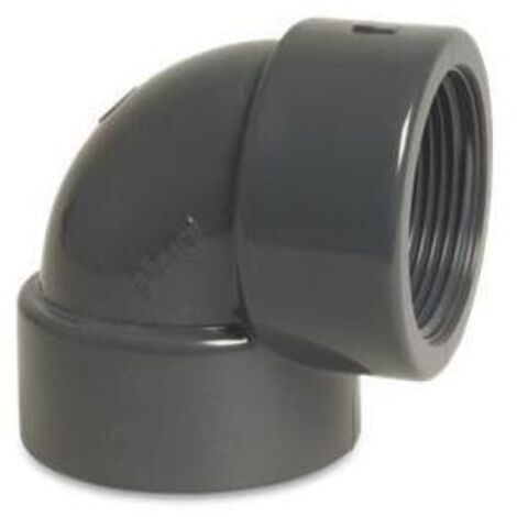 Mega Winkel 90° PVC-U 32 mm x 1 Zoll Klebemuffe x Innengewinde 10 bar, grau