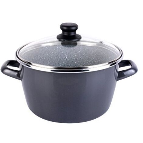 Megafesa Dolomiti - Pentola con Coperchio in Vetro, Diametro 24 cm, Color Grigio Marengo