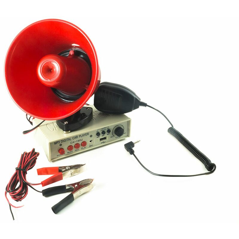 Image of BES - Megafono altoparlante microfono auto 12V amplificatore registratore ca 150U