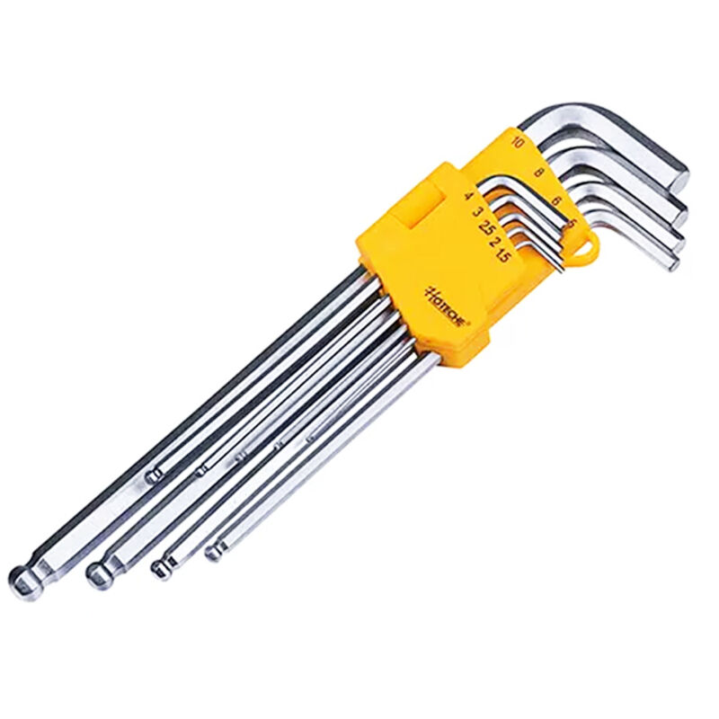 Llaves allen bola largas cromo vanadio blister 9 , Set de llaves hexagonales largas doble boca: Allen y de bola. 260610. - Acero cromo vanadio.