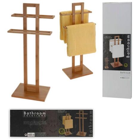 MEGANEI toallero pie bambu 37x25x85cm