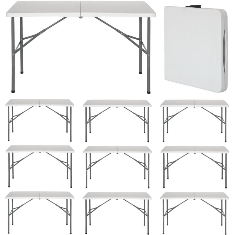 Thinia Home - MegaPack 10 Tables Pliantes Portables en Résine 122cm Blanc