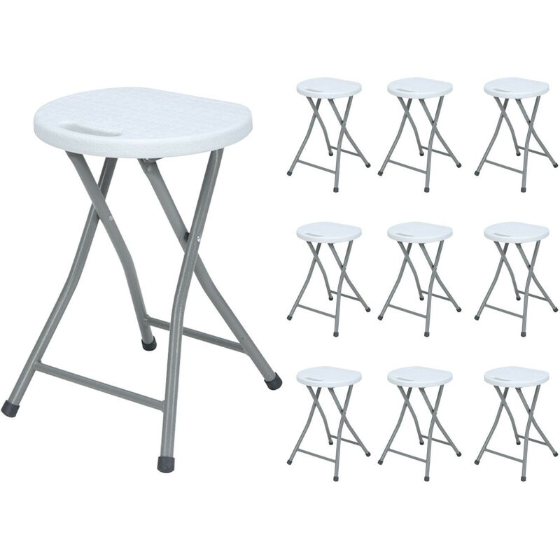 

MegaPack 10 Taburetes Plegables de Resina y Acero 31x45cm Blancos GH91
