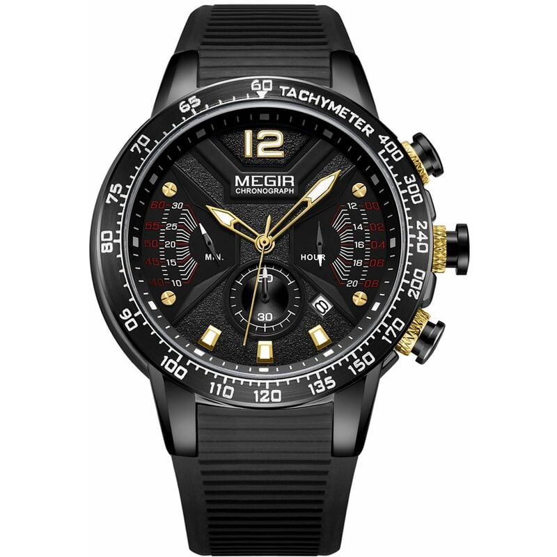 

2106 Reloj militar de cuarzo para hombre, 3ATM, resistente al agua, luminoso, deportivo, reloj de pulsera con cronografo, segundo minuto, 24 horas,
