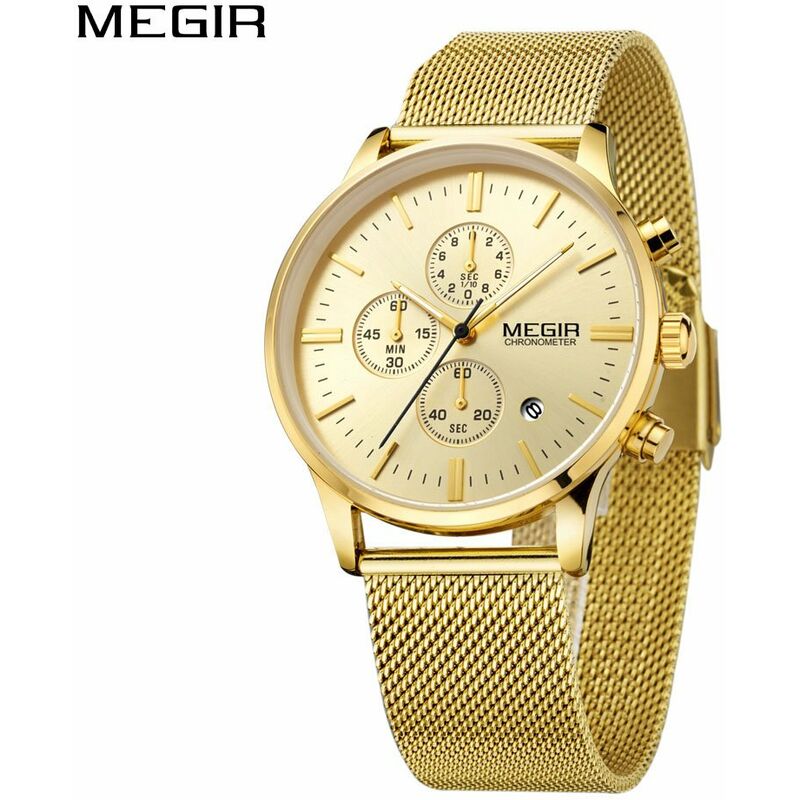

Correa de reloj de malla de acero de alta gama Reloj de pulsera para hombre de negocios Excelente reloj de cuarzo 3ATM a prueba de agua con