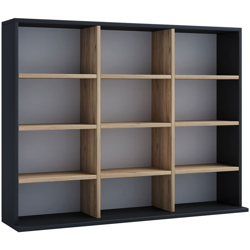 Ebuy24 - MegosaL bibliothèque 12 tablettes noir, chêne décor.