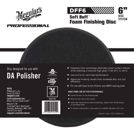 MEGUIAR'S DFF5 6" da Foam Finishing Disc, Tampone per rotorbitali per Finitura, 152 mm