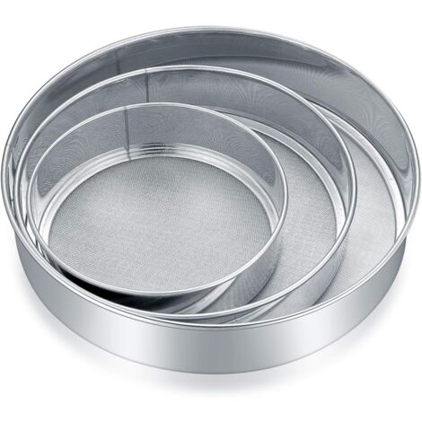 Mehlsieb aus Edelstahl, Puderzuckersieb, Mehlsieb, feinmaschiges Küchensieb, Mehlstreuer zum Backen, Kochen – 3 Stück, 3 Größen
