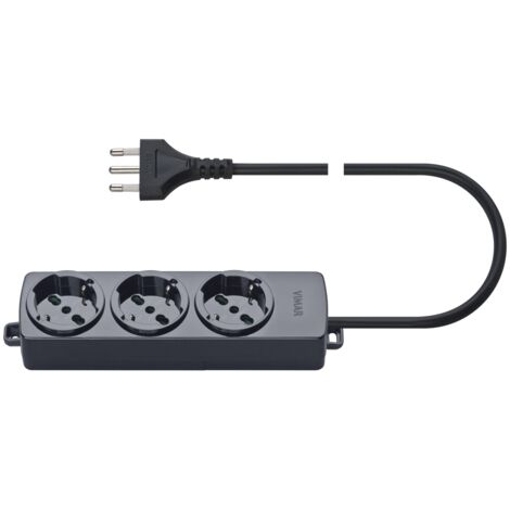 Mehrfachsteckdose 3 Universal + schwarzes Kabel VIMAR 01290.CC