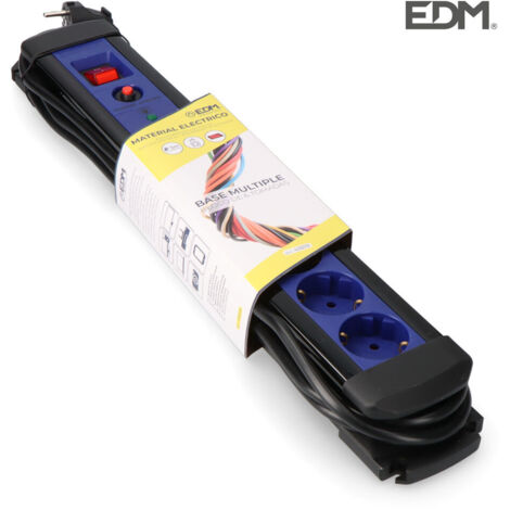 Mehrfachsteckdose 6 Steckdosen mit Schutz+Schalter 3 mts.