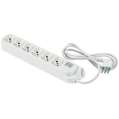 Mehrfachsteckdose 6 Steckdosen Schuko 2P+T 16A Kabel 1,5m Stecker Italienisch Std. 2P+T 10A mit Schalter Linea Retail Fanton 474304