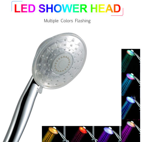 Mehrfarbige LED-Handbrause mit automatischem Farbwechsel, wasserbetrieben, batterielos, Duschkopf für das Badezimmer, Temperatursensor