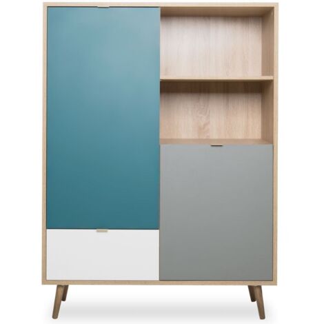 Mehrfarbiges Sideboard , 139 cm hoch, mit zwei Türen und einer Schublade - Fondi
