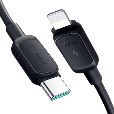 Mehrfarbiges USB-C-/Lightning-Kabel der Serie A14 (20 W, 1,2 m, Schwarz)