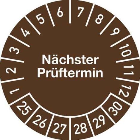 Mehrjahresprüfplakette Ø 20 mmNächster Prüftermin 2026 - 2031 Folie Beutel a 100 Stück