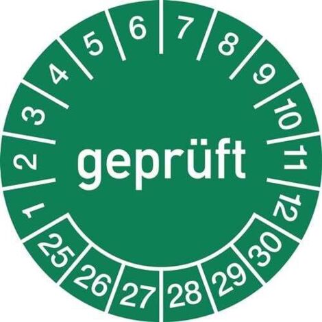 Mehrjahresprüfplakette D.15mm gepr.2025-2030 Folie