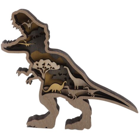 Mehrschichtige Dinosaurier-Holzfigur zur Dekoration – Hohlskulptur eines Tyrannosaurus