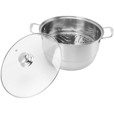 Mehrschichtiger Edelstahl-Dampfgarer, großes Fassungsvermögen mit Glasdeckel, ideal für gesundes Dämpfen