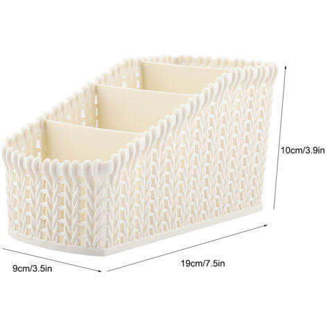 Mehrteilige Aufbewahrungsbox aus Polypropylen mit Fächern für Kosmetikartikel und Accessoires – Schreibtisch-Organizer (Cremeweiß)
