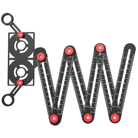 Mehrwinkel-Klapplineal mit sechs Positionierungslöchern, aus Aluminiumlegierung, für Fliesenleger, Schalungsbau und professionelle Werkzeuge