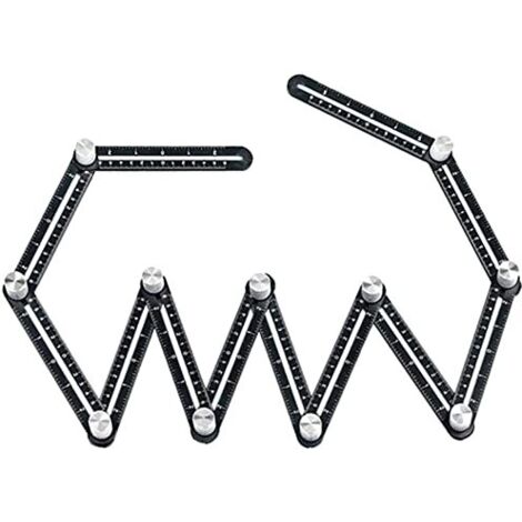 Mehrwinkel-Messlineal, 12-seitig - Lochsucher aus Aluminiumlegierung - Universelles Mehrwinkel-Messlineal - Verstellbarer Winkelmesser für Bodenbeläge