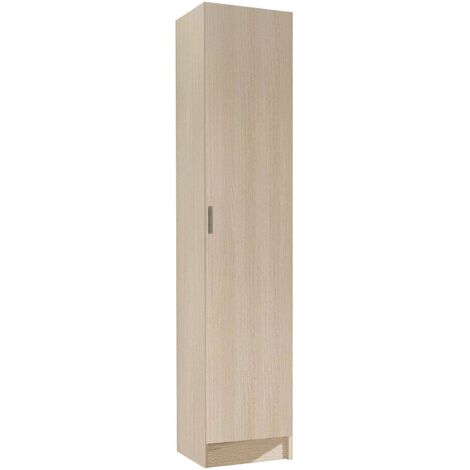 Mehrzweck-Kabinett Clearwater, Beistellschrank mit 1 Tür, Schuhregal Kleiderschrank mit Regalen, Vertikales Schuhregal, cm 37x37h180, Eiche