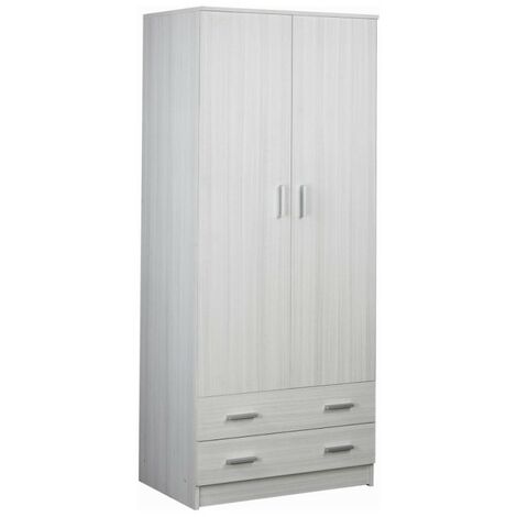 Mehrzweck-Kleiderschrank mit zwei Türen und zwei Schubladen Eukalyptus 77x52x h182 cm