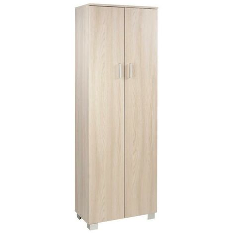 Mehrzweck-Schuhschrank mit zwei Türen und fünf Einlegeböden Ulme hell 62x34x H178 cm
