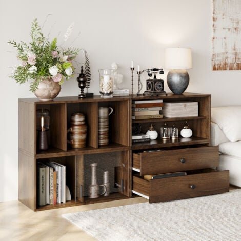 FUFU&GAGA Mehrzweck-Sideboard mit Schubladen, Braun, MDF, 60×28×40cm pro Modul