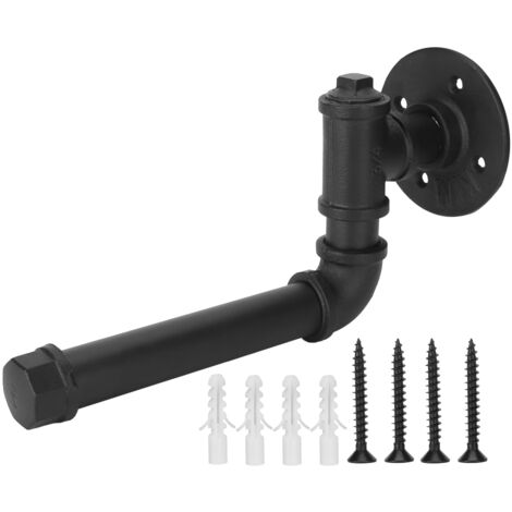 Mehrzweck-Wandhalterung aus Rohr, Handtuch- und Kleiderständer, schwarzes Aufbewahrungsaccessoire