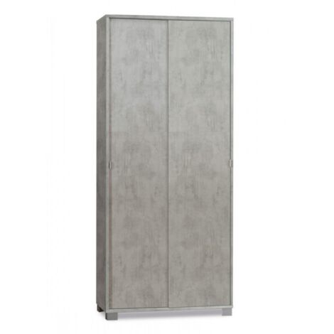 Mehrzweckschrank mit zwei Schiebetüren mit Beton Cemento Regalen 82x41x H190 cm