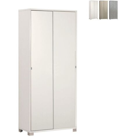 Mehrzweckschrank mit zwei Schiebetüren und Einlegeböden Weiß 82x41x H190 cm