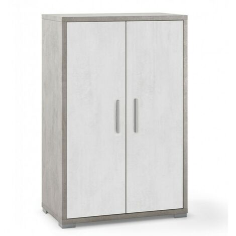 Mehrzweckschrank mit zwei Türen Weißer Zement 71x41x H110 cm