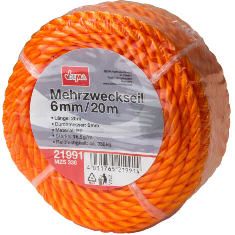 Mehrzweckseil orange 20m 4-10mm