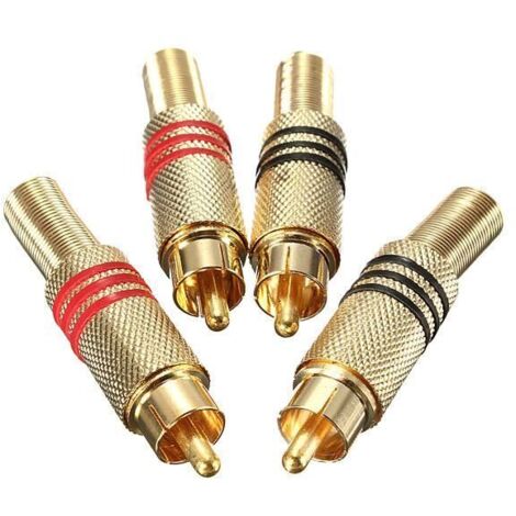 MEI 4Pcs Plaqué Ou RCA Fiche Connecteur Phono Mâle Plug à Souder Audio Vidéo Câble