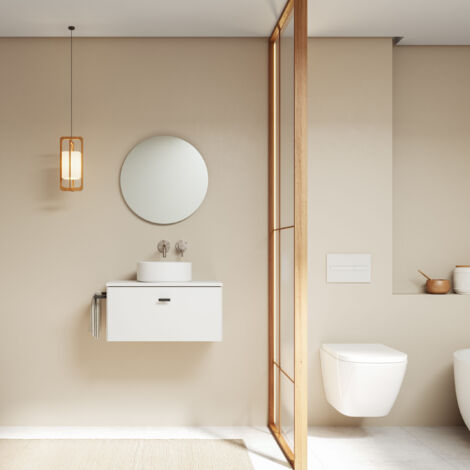 MEI TOP 50cm Meuble et vasque à poser avec un tiroir, blanc mat.  (Avec mirroir)