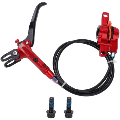 MEIJUN Hydraulische Scheibenbremse vorne für Mountainbikes – Roter Bremssattel und Bremsscheibe