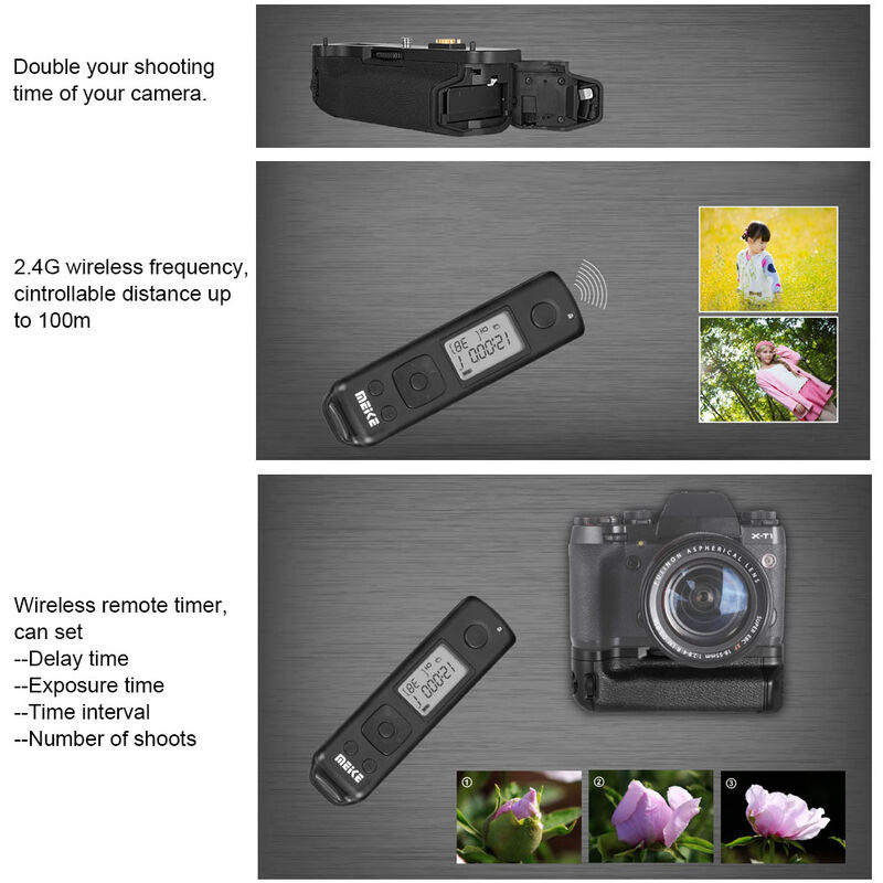 

MEIKE MK-XT1 Pro Vertical Dual Dial Battery Grip Reemplazo Control inalambrico remoto para Fujifilm Fuji X-T1