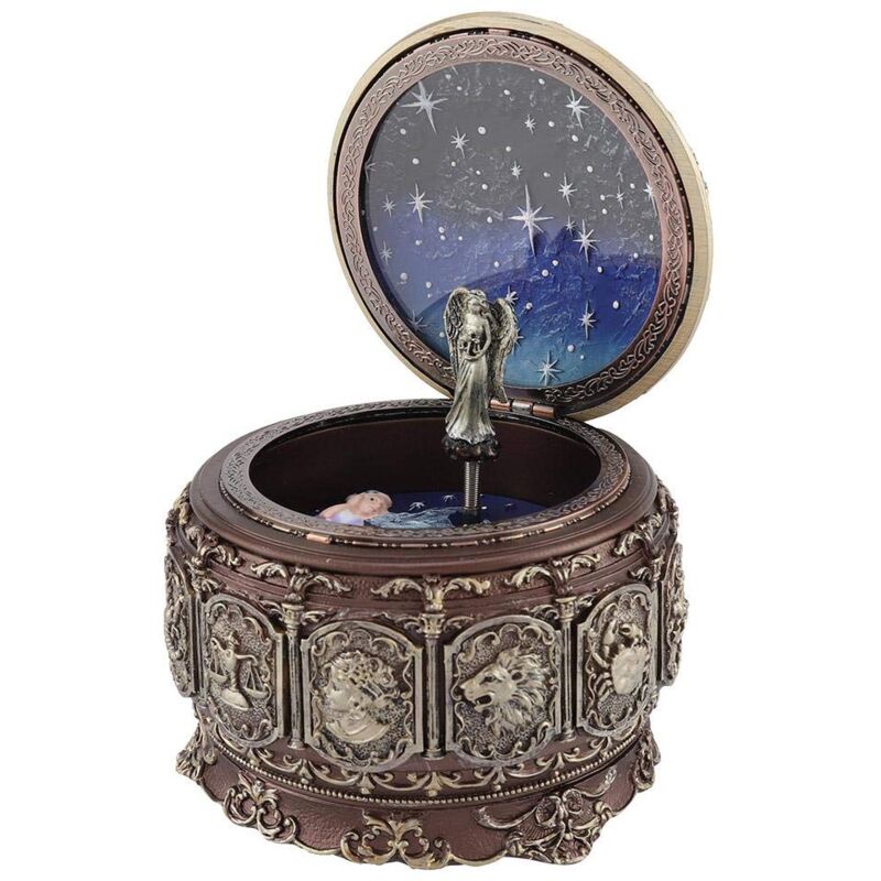 Meilleur cadeau pour le Nouvel An, Boîte à musique vintage 12 étoiles avec constellation, déesse tournante, lumières LED, cadeau classique, boîte à