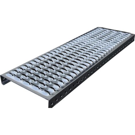 Meiser – Marche d'escalier en tôle perforée 600x240 mm – Antidérapante et drainante – Conforme ERP et APH pour sécurité optimale