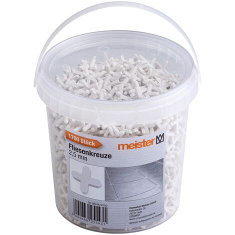 Meister 4427050 - Distanziatori per piastrelle, 2,5 mm, pratico set da 1700 pezzi, in robusto polipropilene, colore: bianco