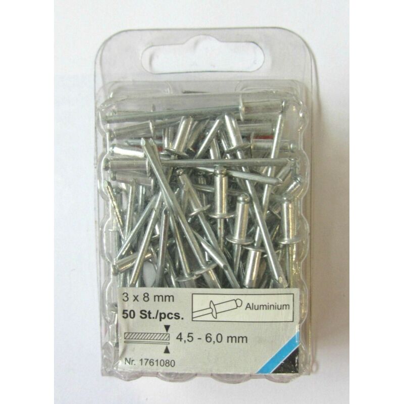 50 rivetti ciechi alluminio -3x8 mm - Meister