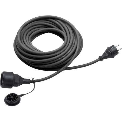 Meister 7435070 - Prolunga in gomma con protezione da contatto, per esterni, classe di protezione: IP44 25 m Nero