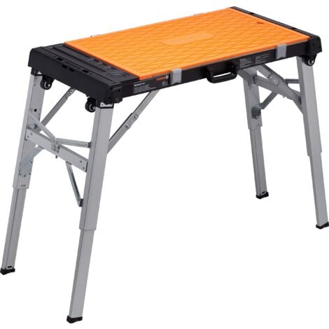 Meister 9079620 - Panca universale 4 in 1 con ruote, altezza di lavoro 85 cm, con ripiani e piani di lavoro reversibili, altezza regolabile