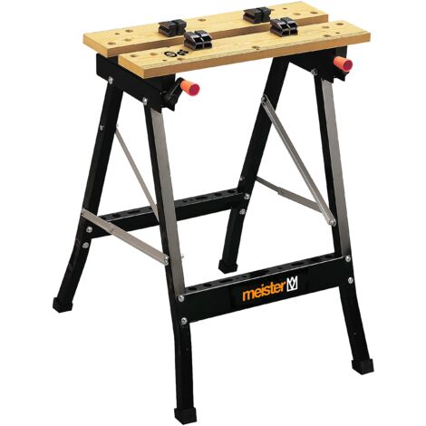 Meister Banco lavoro e morsa - Portata 150 kg - Grande piano - Scala, angoli stampati - Pieghevole, versatile/Banco con morse/Tavolo lavoro regolabile / 9079100