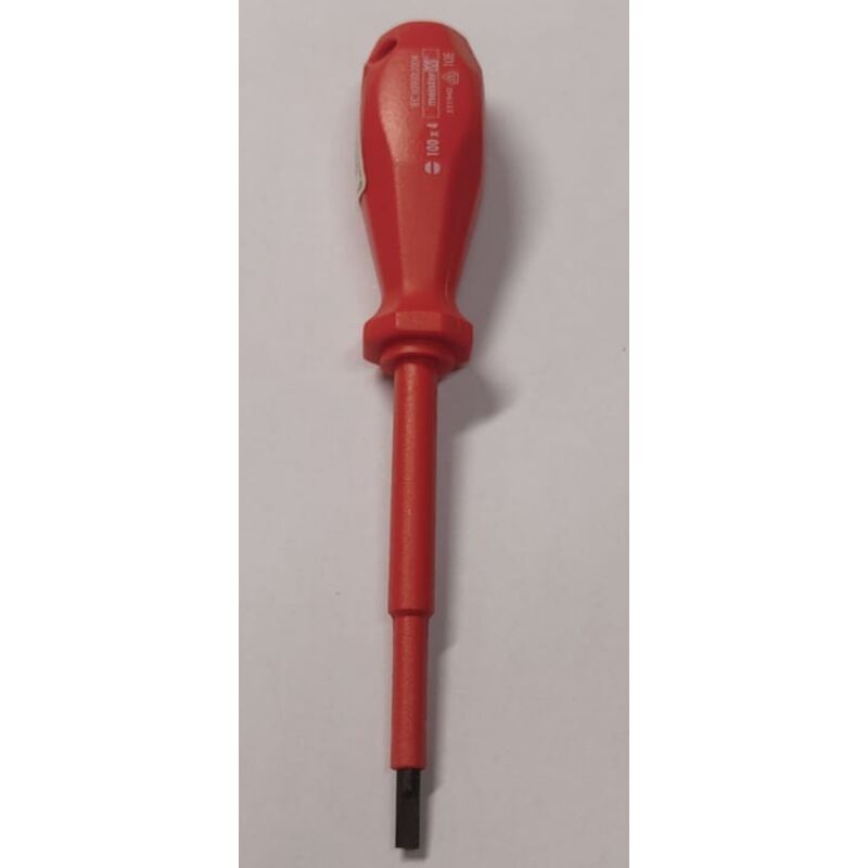 Image of Meister - cacciavite professionale per elettricista - punta piatta 4x100MM magnetica - lama isolata e manico rosso ergonomico